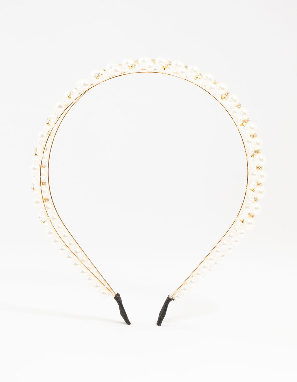 Gold Double Layered Pearl & Flower Headband