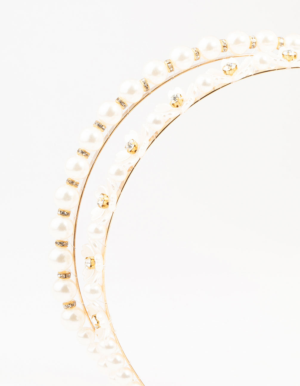 Gold Double Layered Pearl & Flower Headband