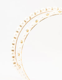 Gold Double Layered Pearl & Flower Headband - link has visual effect only