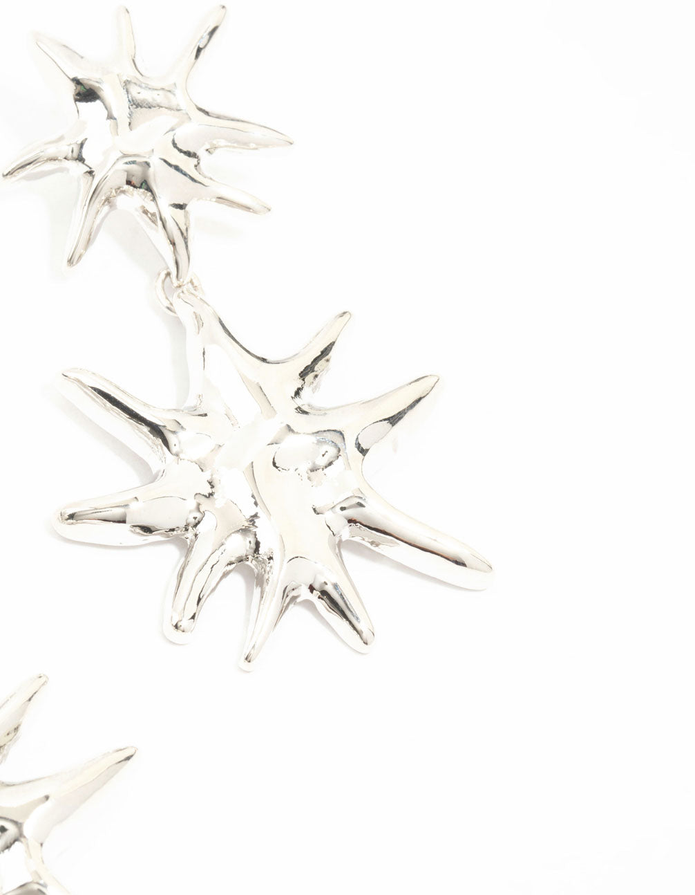 Silver Starburst Drop Earrings