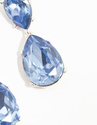 Silver Double Blue Diamante Teardrop Earrings - link has visual effect only