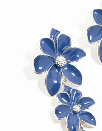 Silver Blue Flowers Drop Earrings - link has visual effect only