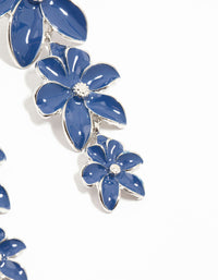 Silver Blue Flowers Drop Earrings - link has visual effect only