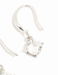 Silver Round Cubic Zirconia Drop Earrings - link has visual effect only