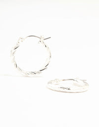 Silver Line Detail Small Hoop Earrings - link has visual effect only
