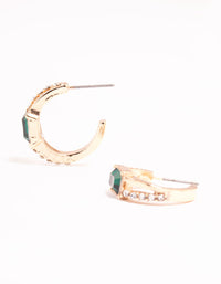 Gold Statement Stone Diamante Hoop Earrings - link has visual effect only