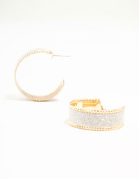 Gold Wide Glitter Hoop Earrings - link has visual effect only