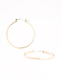 Gold Fine Diamond Cut Hoop Earrings - link has visual effect only