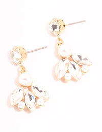 Gold Diamante & Pearl Marquise Drop Earrings - link has visual effect only