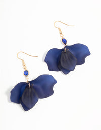 Blue Acrylic Petal & Stone Drop Earrings - link has visual effect only