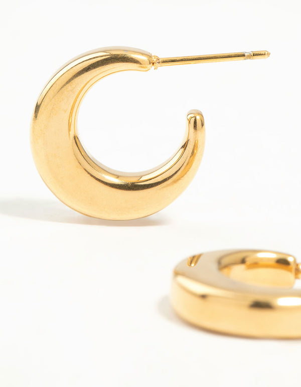 Gold Plated Surgical Steel Moon Shaped Hoop Earrings