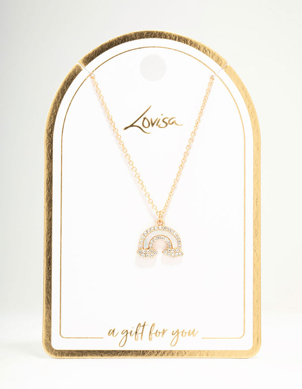 Gold Diamante Rainbow Necklace