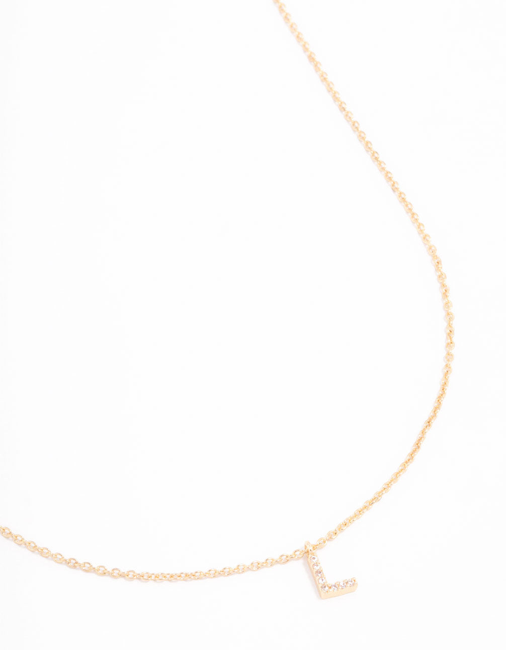 Gold Plated Cubic Zirconia Letter L  Necklace