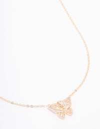 Gold Plated Cubic Zirconia Butterfly Necklace - link has visual effect only