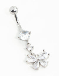 Surgical Steel Pear Cubic Zirconia Butterfly Belly Bar - link has visual effect only