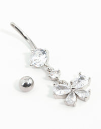 Surgical Steel Pear Cubic Zirconia Butterfly Belly Bar - link has visual effect only