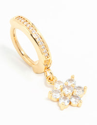 Gold Plated Surgical Steel Cubic Zirconia Flower Belly Ring - link has visual effect only