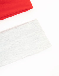 White & Red Stretch Fabric Headbands 2-Pack - link has visual effect only