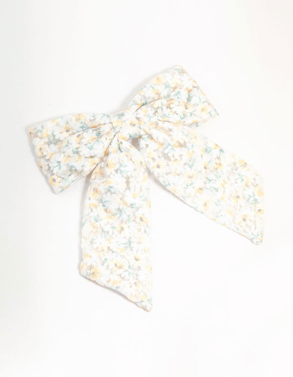 Medium Floral Fabric Bow Clip
