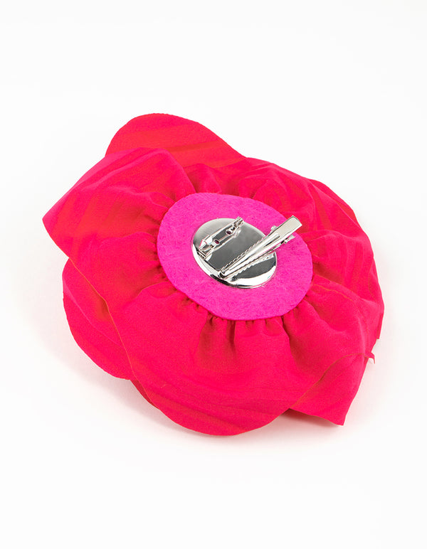 Pink Plisse Fabric Flower Clip