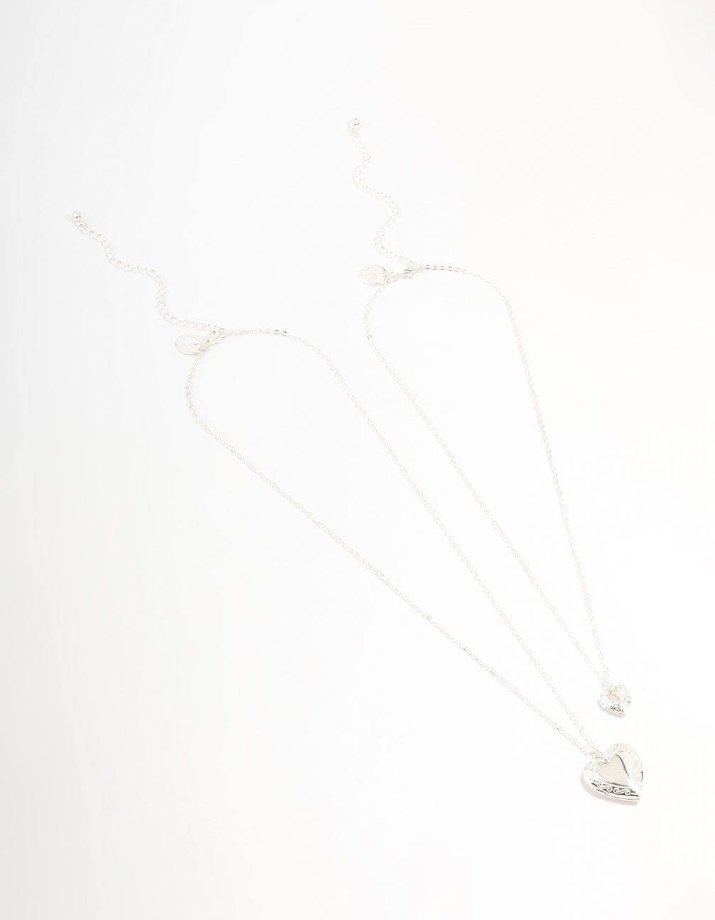 Silver Filigree Heart Locket Necklaces 2-Pack