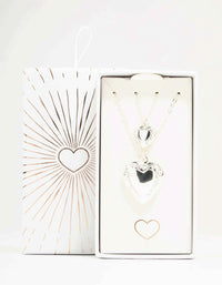 Silver Filigree Heart Locket Necklaces 2-Pack - link has visual effect only
