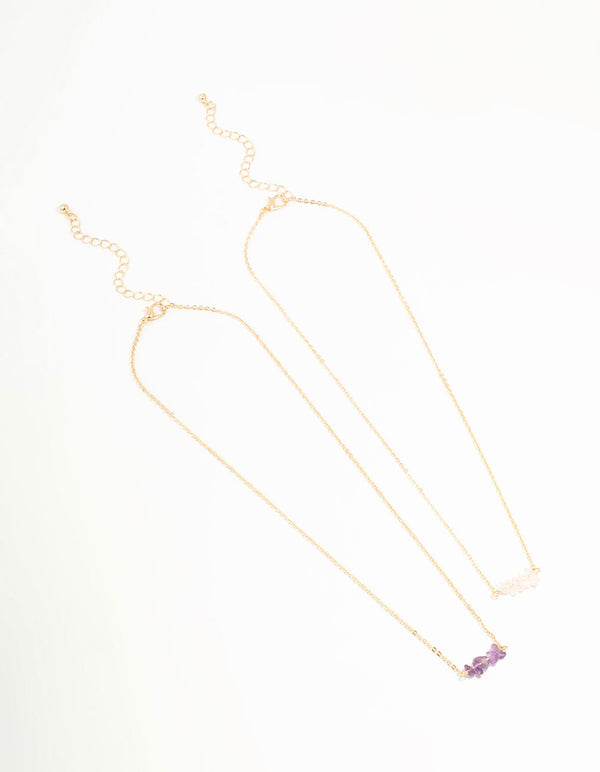 Gold Semi-Precious Chip Necklaces 2-Pack