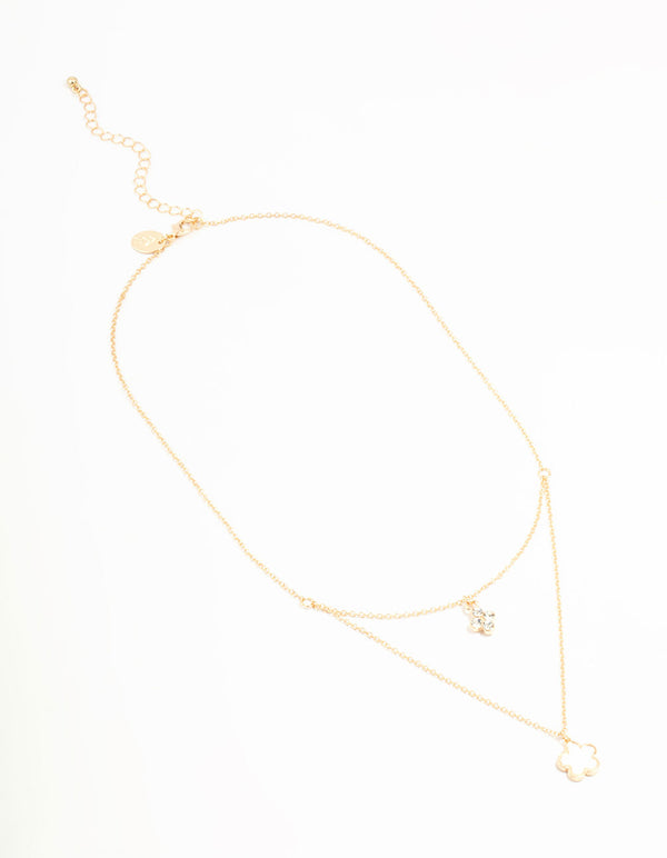 Gold Flower Layered Necklace