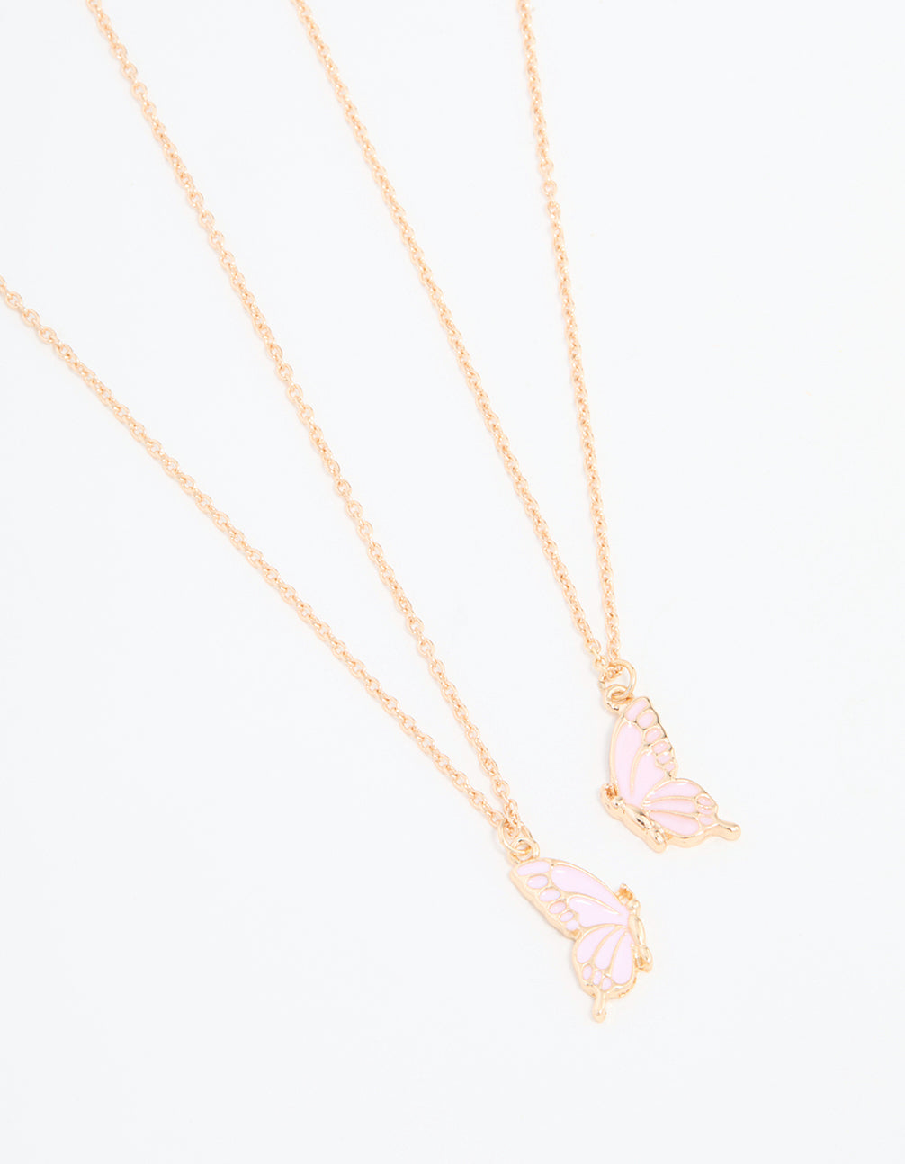 Pink Butterfly Gold Necklaces 2-Pack