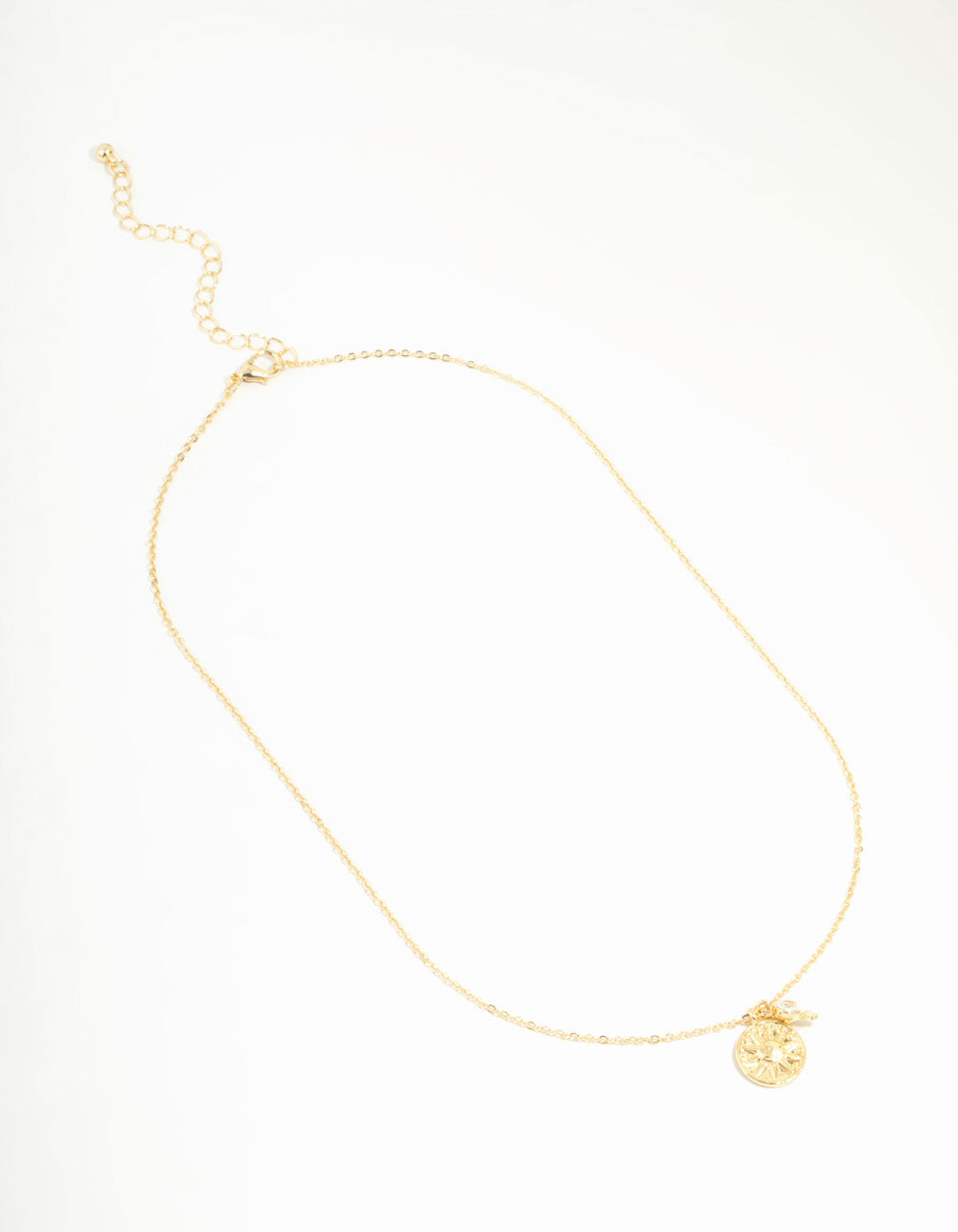 Gold Plated Sun & Cubic Zirconia Pendant Necklace