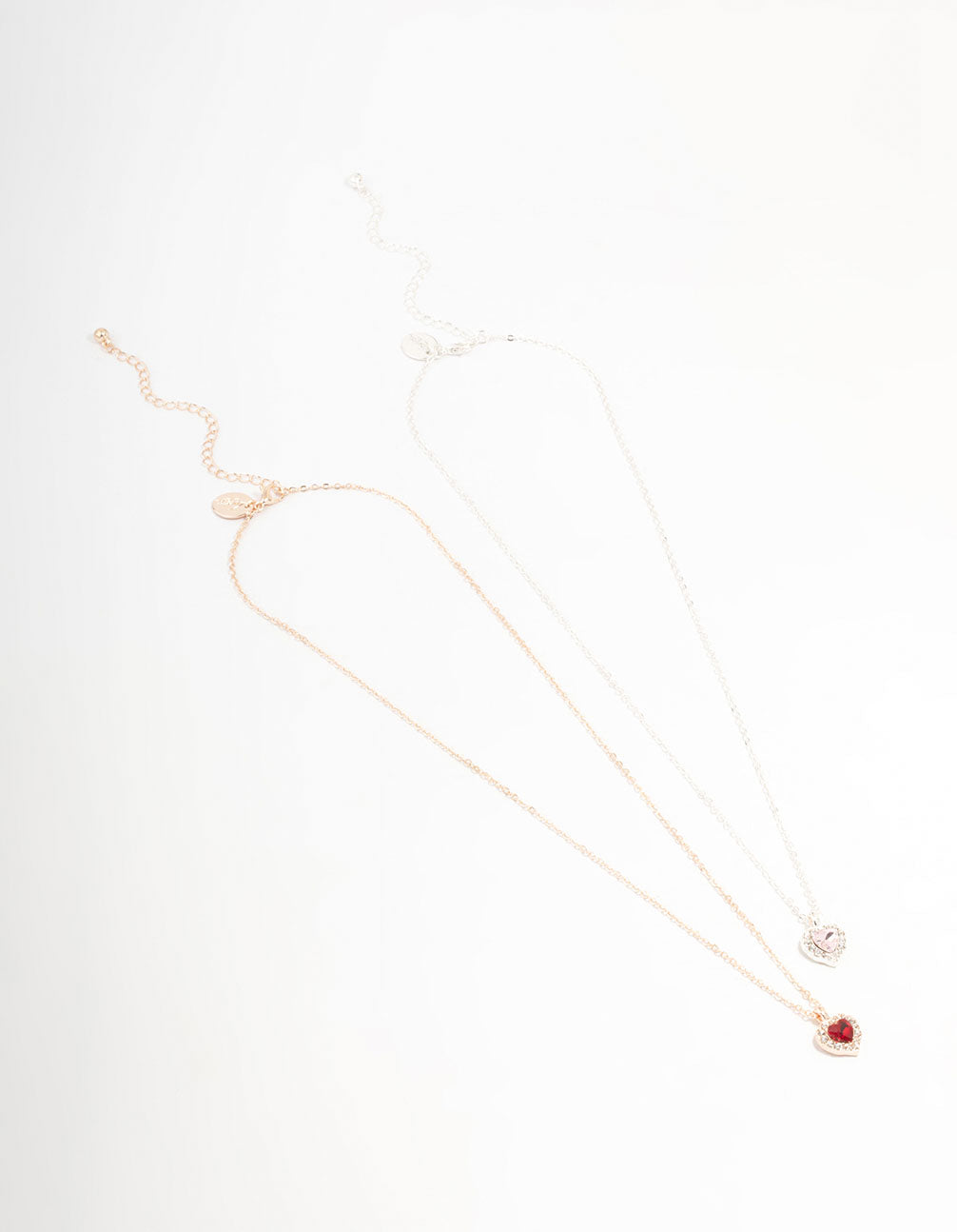 Mixed Metal Heart Halo Necklaces 2-Pack