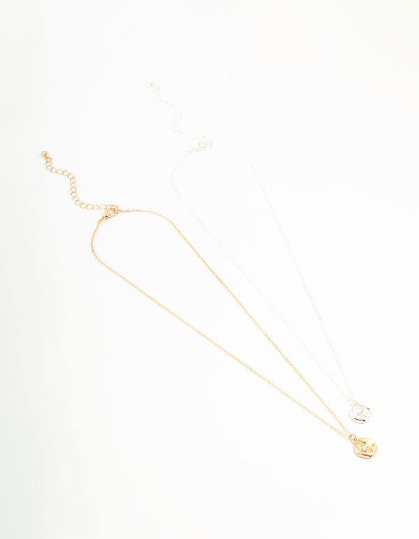 Mixed Metals Organic Round Diamante Star Necklaces 2-Pack