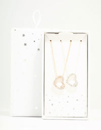 Mixed Metals Diamante Side Heart Necklaces 2-Pack - link has visual effect only