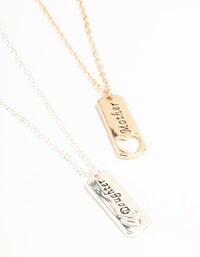 Mixed Metals Mother & Daughter Tag Heart Necklaces 2-Pack - link has visual effect only