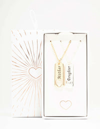 Mixed Metals Mother & Daughter Tag Heart Necklaces 2-Pack - link has visual effect only