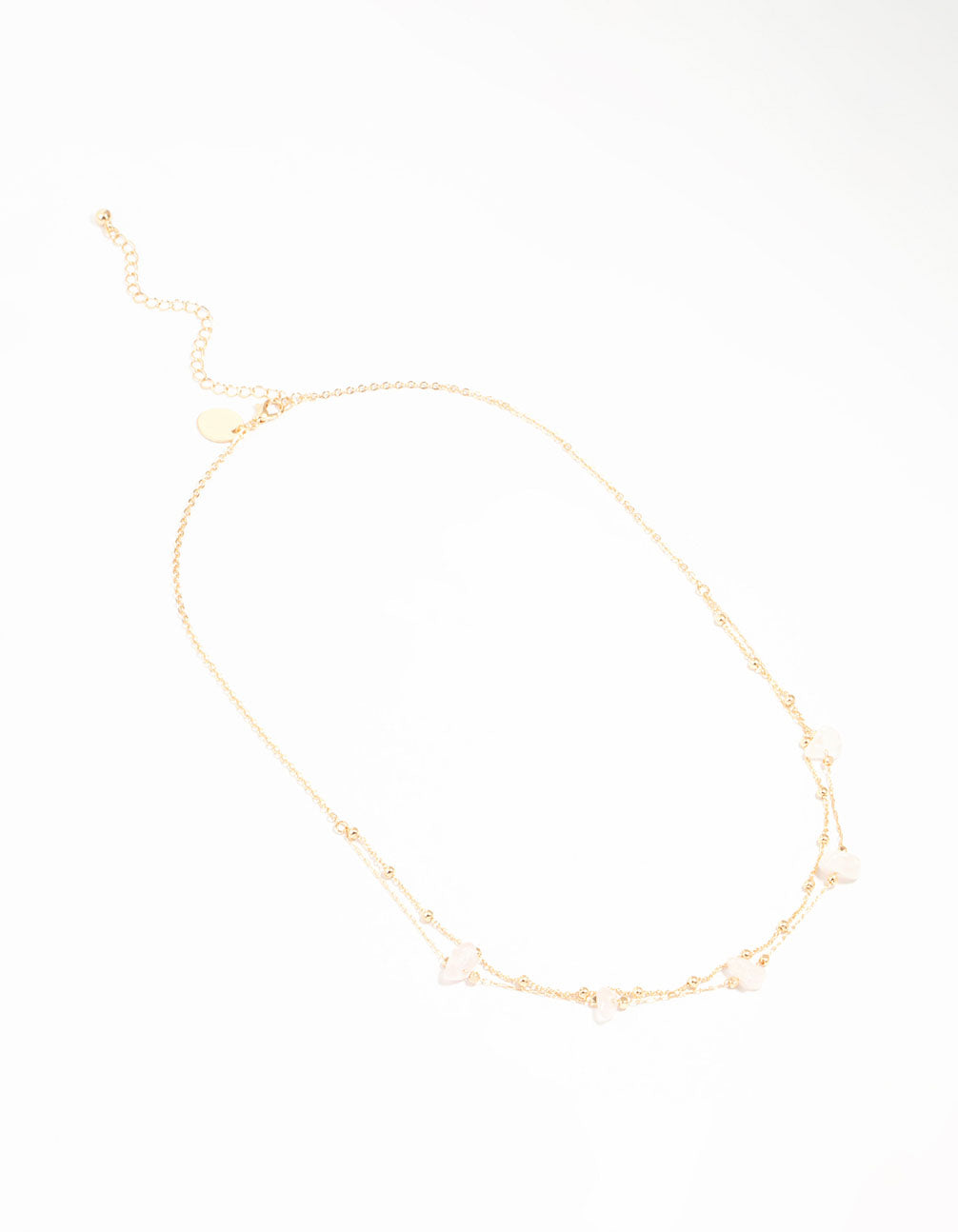 Gold Semi Precious Clear Quartz Chip Necklace
