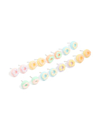 Silver Multicoloured Doughnut Earrings 8-Pack - link has visual effect only