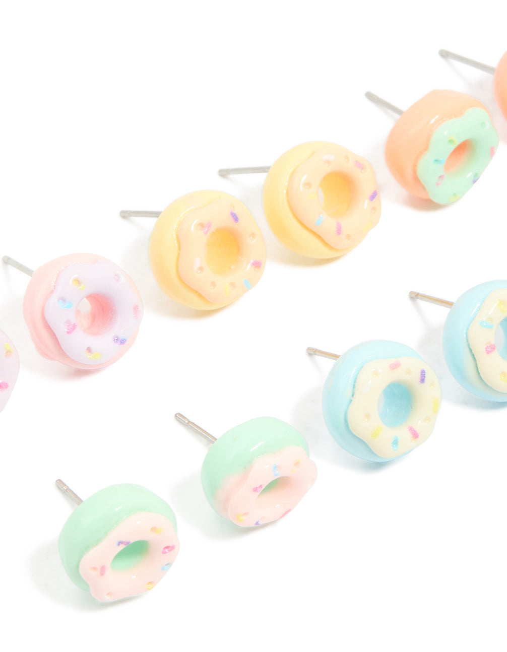 Silver Multicoloured Doughnut Earrings 8-Pack