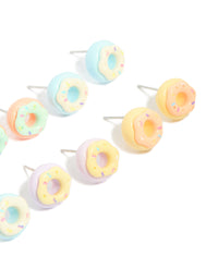 Silver Multicoloured Doughnut Earrings 8-Pack - link has visual effect only