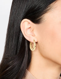 Gold Plated Large Smooth Chunky Hoop Earrings - link has visual effect only