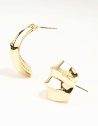 Gold Plated Chubby Wavy Hoop Earrings - link has visual effect only
