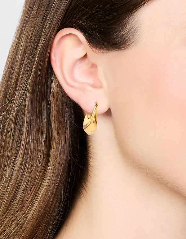 Waterproof Gold Plated Stainless Steel Oval Hoop Earrings