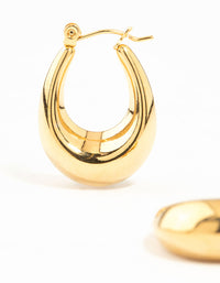 Waterproof Gold Plated Stainless Steel Oval Hoop Earrings - link has visual effect only