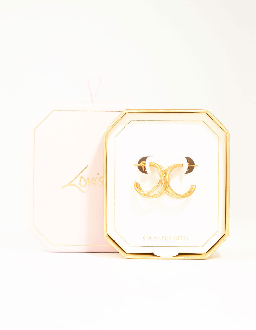 Waterproof Gold Plated Stainless Steel Triple Illusion Hoop Earrings