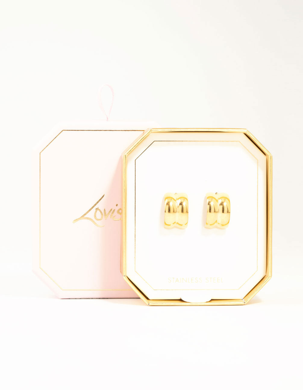 Waterproof Gold Plated Stainless Steel Double Chubby Hoop Earrings