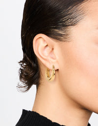 Waterproof Gold Plated Stainless Steel Large Hinged Chunky Hoop Earrings - link has visual effect only