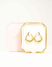 Waterproof Gold Plated Stainless Steel Large Hinged Chunky Hoop Earrings - link has visual effect only