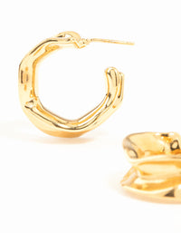 Waterproof Gold Plated Stainless Steel Molten Hoop Earrings - link has visual effect only