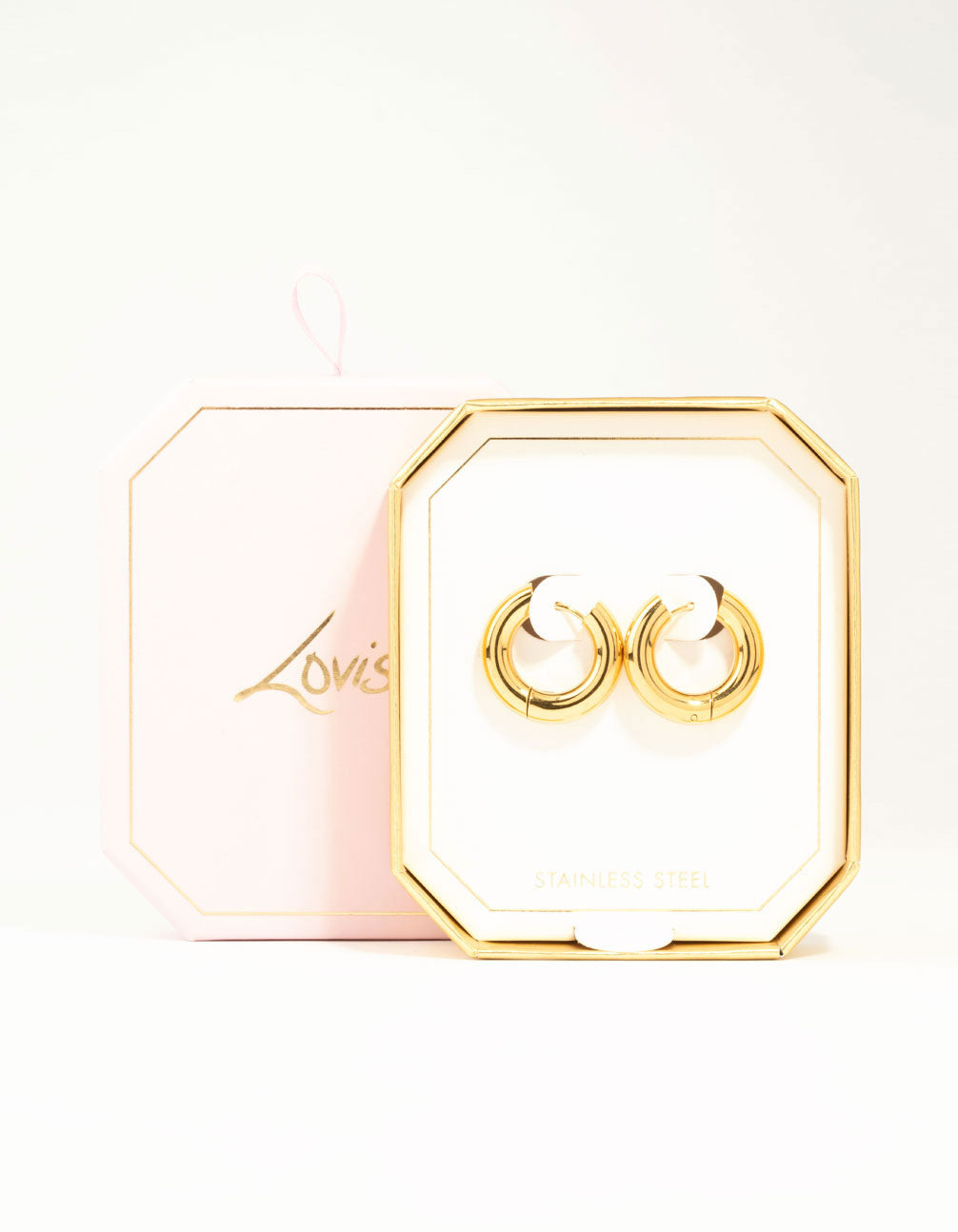 Waterproof Gold Plated Stainless Steel Small Chunky Huggie Earrings