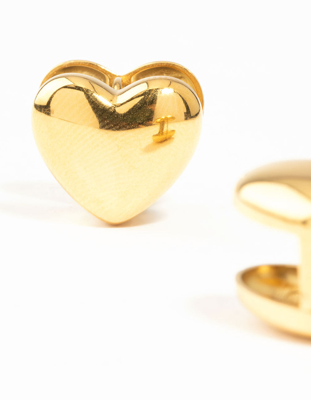 Waterproof Gold Plated Stainless Steel Sandwich Heart Huggie Earrings